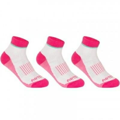 Fitness Mania - Junior Mid Sports Socks RS500 - 3 Pack - White and Pink