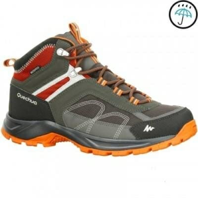Fitness Mania - MH100 Mid Men's Waterproof Hiking Shoes - Grey/Orange