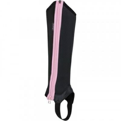 Fitness Mania - Mesh 300 Schooling Junior Horse Riding Half-Chaps - Grey/Pink