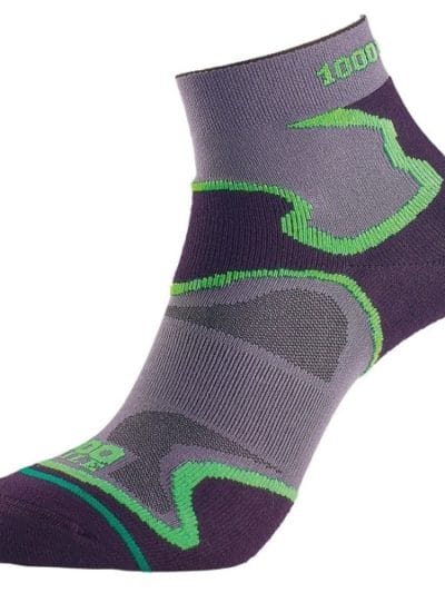 Fitness Mania - 1000 Mile Fusion Anklet Mens Sports Socks - Black/Green