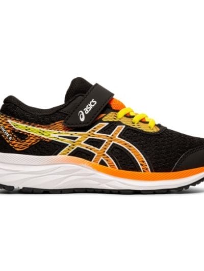 Fitness Mania - Asics Excite 6 PS - Kids Boys Running Shoes - Black/Shocking Orange/White