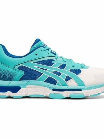 Fitness Mania - Asics Gel Netburner Academy 8 - Womens Netball Shoes - Ice Mint/Blue/White