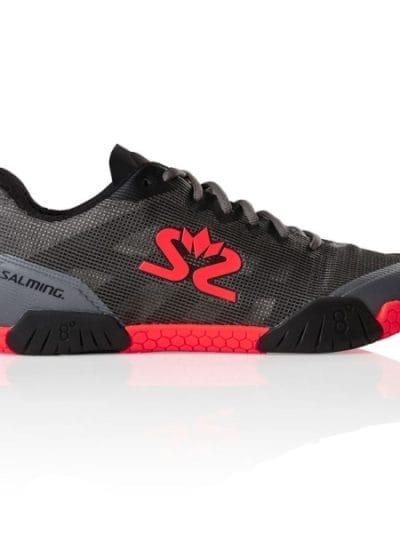 Fitness Mania - Salming Hawk - Mens Indoor Court Shoes - Gun Metal/Lava Red