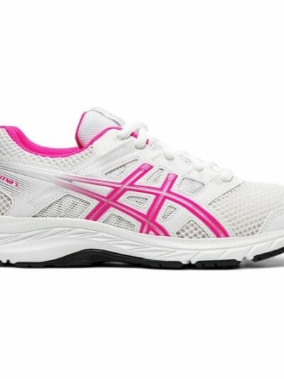 Fitness Mania - Asics Contend 5 GS - Kids Girls Running Shoes - White/Pink Glo