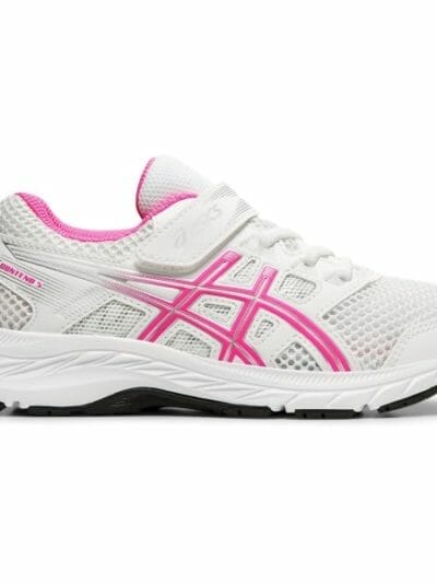 Fitness Mania - Asics Contend 5 PS - Kids Girls Running Shoes - White/Pink Glo