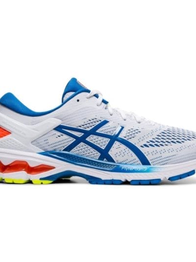 Fitness Mania - Asics Gel Kayano 26 - Mens Running Shoes + Free Lightfeet Socks - White/Lake Drive