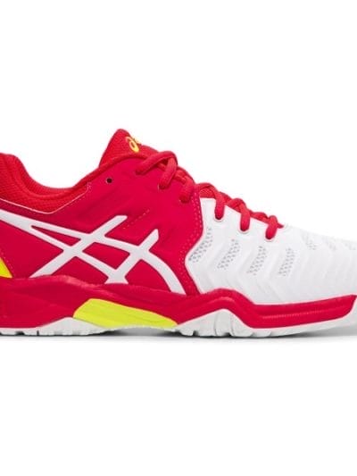 Fitness Mania - Asics Gel Resolution 7 GS - Kids Girls Tennis Shoes - White/Laser Pink