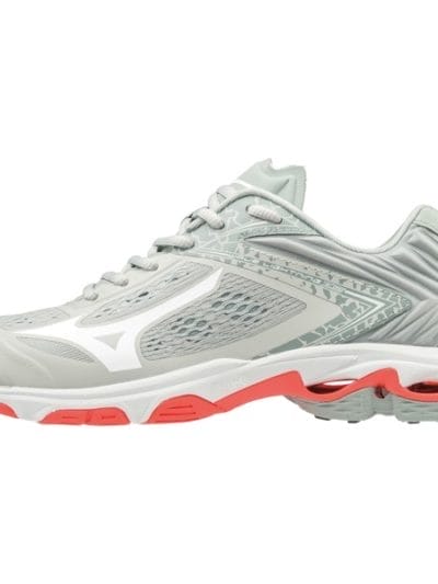 Fitness Mania - Mizuno Wave Lightning Z5 - Womens Indoor Court Shoes - Glacier Grey/Fiery Coral