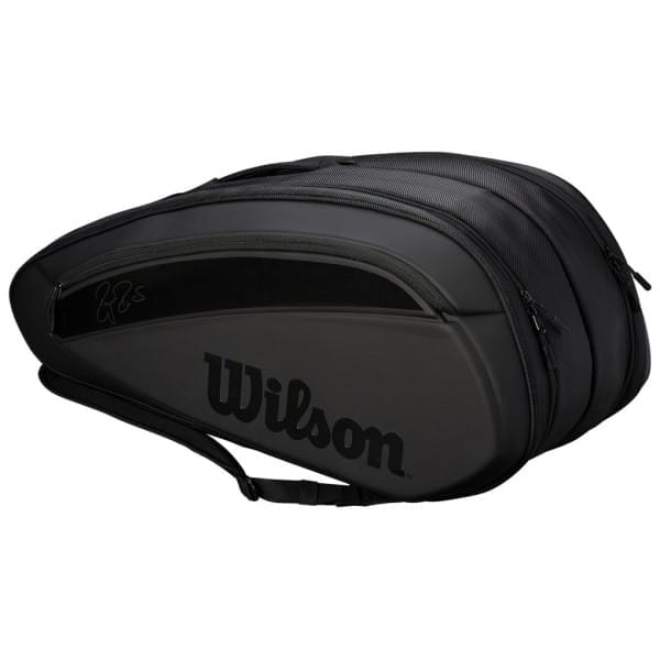 Fitness Mania - Wilson Federer DNA 12 Pack Tennis Racquet Bag - Black