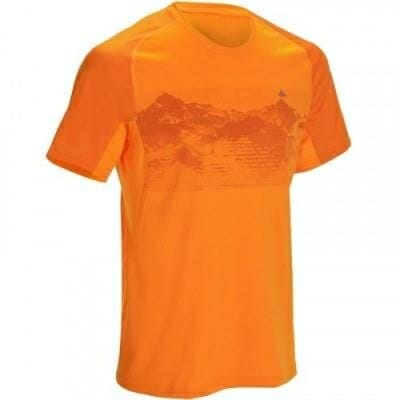 Fitness Mania - Men's Short-Sleeved Hiking T-Shirt TechFRESH 100 - Orange Mountain Print