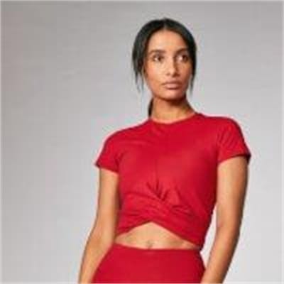 Fitness Mania - Power Short Sleeve Crop Top - Crimson - M