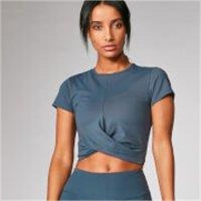 Fitness Mania - Power Short Sleeve Crop Top - Dark Indigo - L