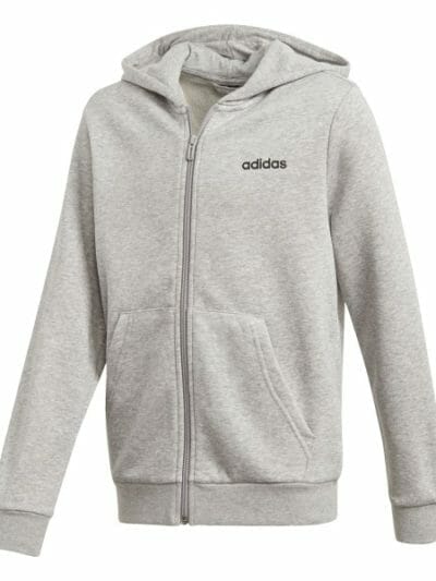 Fitness Mania - Adidas Essentials Linear Full Zip Kids Boys Hoodie - Medium Grey Heather