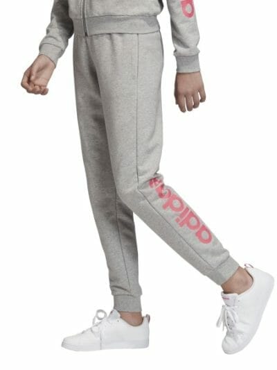 Fitness Mania - Adidas Essentials Linear Kids Girls Sweatpants - Medium Grey Heather/Real Pink