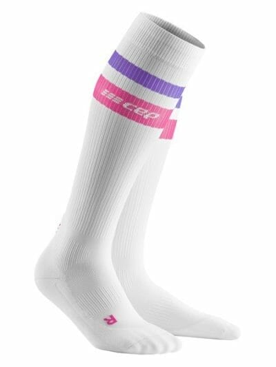 Fitness Mania - CEP Limited Edition 80s Style Compression Run Socks - White/Pink