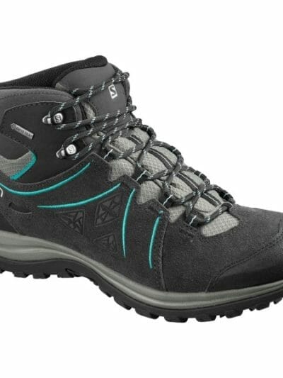 Fitness Mania - Salomon Ellipse 2 Mid Leather GTX - Womens Trail Hiking Shoes - Phantom/Castor Gray/Aruba Blue