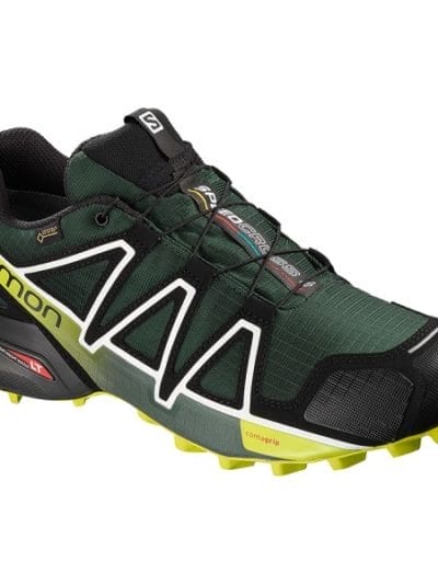 Fitness Mania - Salomon Speedcross 4 GTX - Mens Trail Running Shoes - Darkest Spruce/Black/Acid Lime