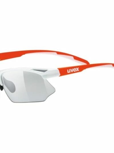 Fitness Mania - UVEX Sportstyle 802 Vario Photochromic Light Reacting Multi Sport Sunglasses - White/Orange