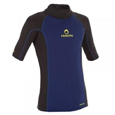Fitness Mania - Kids' Short Sleeve Neoprene Thermal UV Protection Top Surf T-Shirt - Blue Black
