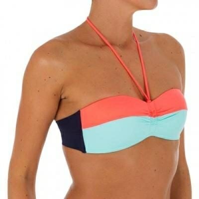 Fitness Mania - Laeti Women's Bandeau Swimsuit Top with Fixed Padded Cups - Colour Block