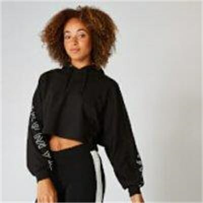 Fitness Mania - Icon Cropped Hoodie - Black  - L