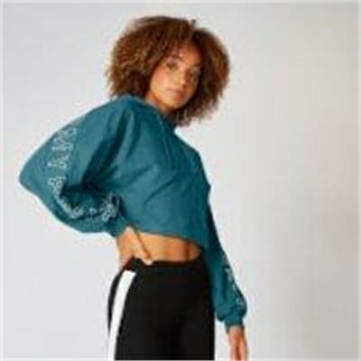 Fitness Mania - Icon Cropped Hoodie - Teal  - L