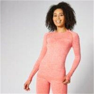 Fitness Mania - Inspire Seamless Long-Sleeve Top - Hot Coral  - S
