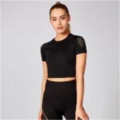 Fitness Mania - Shape Seamless Short-Sleeve Crop Top - Black  - L