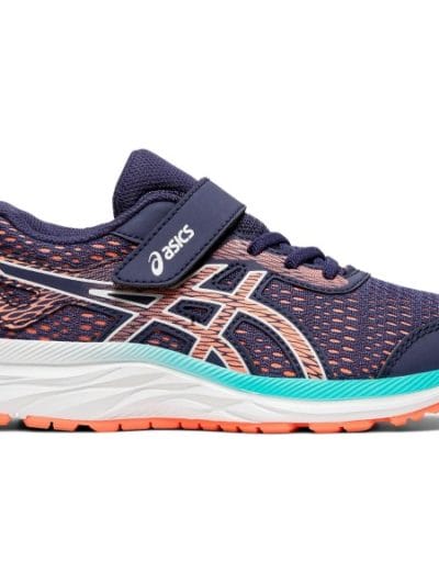 Fitness Mania - Asics Excite 6 PS - Kids Girls Running Shoes - Purple Matte/Sun Coral