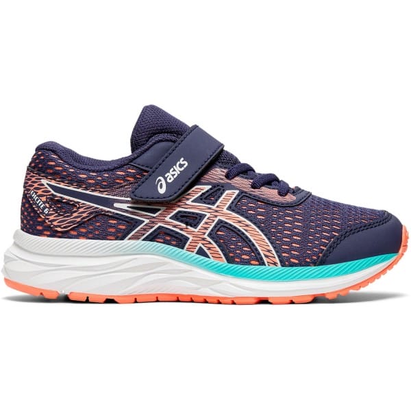 Fitness Mania - Asics Excite 6 PS - Kids Girls Running Shoes - Purple Matte/Sun Coral