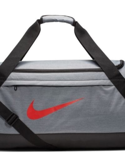 Fitness Mania - Nike Brasilia Medium Training Duffel Bag - Cool Grey/Black/Habanero Red