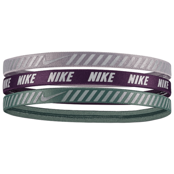 Fitness Mania - Nike Printed Hazard Stripe Sports Headbands - Assorted 3 Pack - Clay Green/Grand Purple/Atmosphere