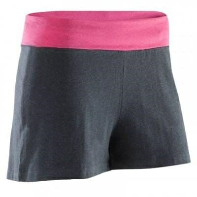Fitness Mania - Women's Organic Cotton Gentle Yoga Shorts - Grey/Pink