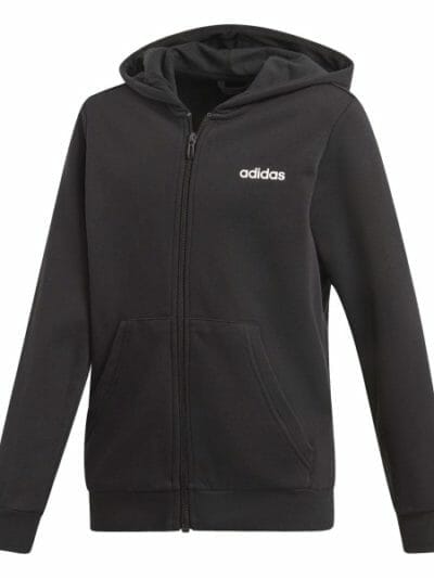 Fitness Mania - Adidas Essentials Linear Full Zip Kids Boys Hoodie - Black/White