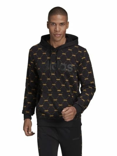 Fitness Mania - Adidas Linear Graphic Mens Hoodie - Black/Active Gold