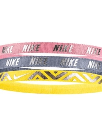 Fitness Mania - Nike Metallic Kids Girls Sports Headbands - Assorted 3 Pack - Pink/Dynamic Yellow/Ashen Slate