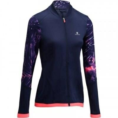Fitness Mania - 500 Women's Cardio Fitness Jacket - Navy Blue with Pink Prints