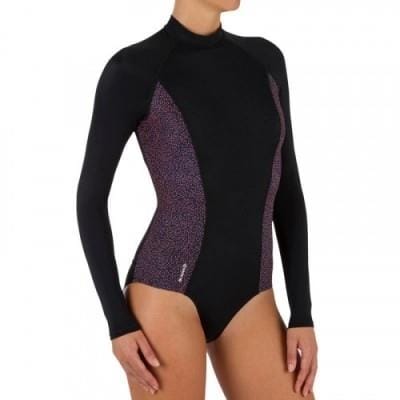 Fitness Mania - Dani Women's Long Sleeve Back Zip One-Piece Swimsuit - Shine