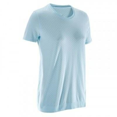 Fitness Mania - Women's Yoga Seamless T-Shirt - Blue/Grey