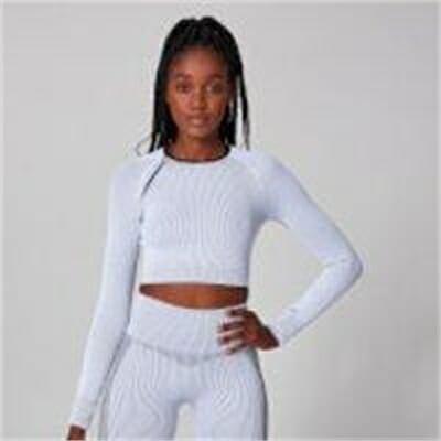 Fitness Mania - Contrast Seamless Crop Top - White - XL