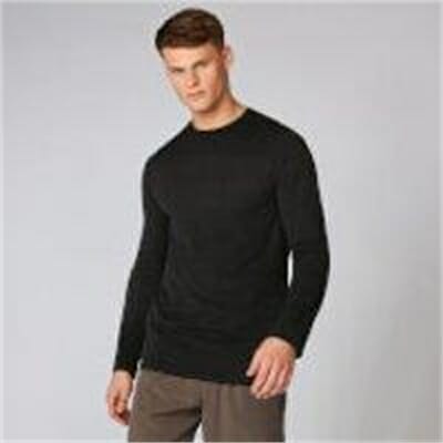 Fitness Mania - Lightweight Seamless Long-Sleeve T-Shirt - Black Marl