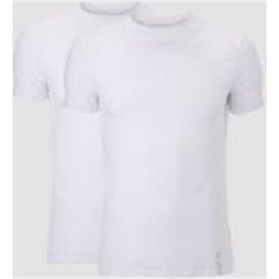 Fitness Mania - Luxe Classic Crew T-Shirt (2 Pack) - White/White - L