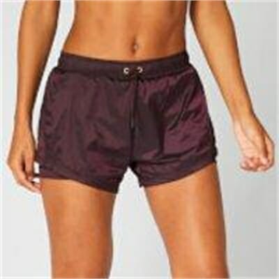 Fitness Mania - Metallic Double-Layer Shorts — Malbec - L