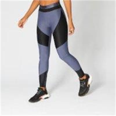 Fitness Mania - Metallic Panelled Leggings — Navy - L