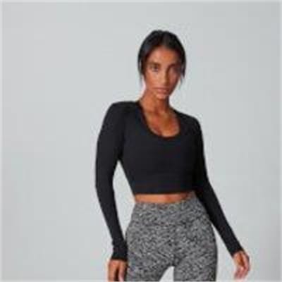 Fitness Mania - Power Open Back Crop Top - Black - M