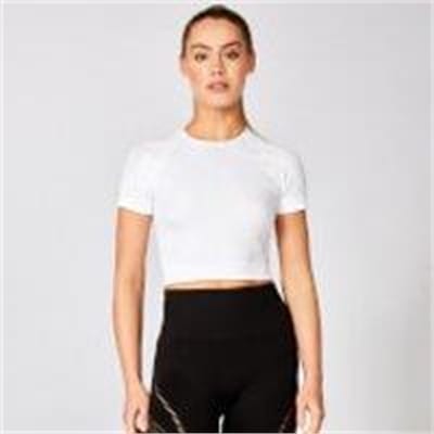 Fitness Mania - Shape Seamless Short-Sleeve Crop Top - White - S