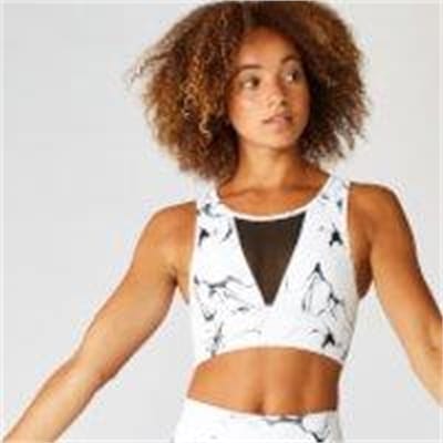 Fitness Mania - White Marble Sports Bra - XS