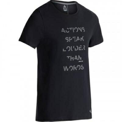 Fitness Mania - 520 Slim-Fit Crew Neck Gym & Pilates T-Shirt - Black Print