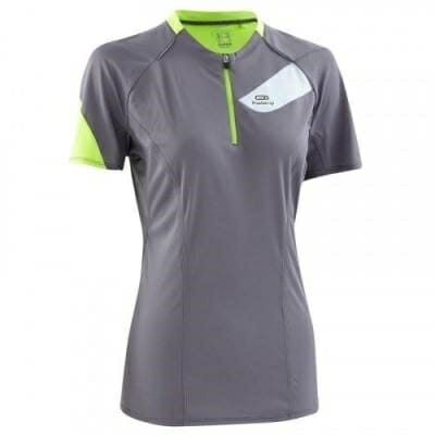 Fitness Mania - Women's Short-Sleeved Trail Running T-shirt - Grey/Yellow