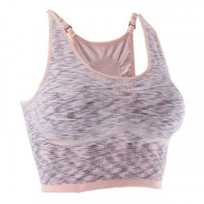 Fitness Mania - Women's Yoga Seamless Reversible Crop Top - Mottled Pink